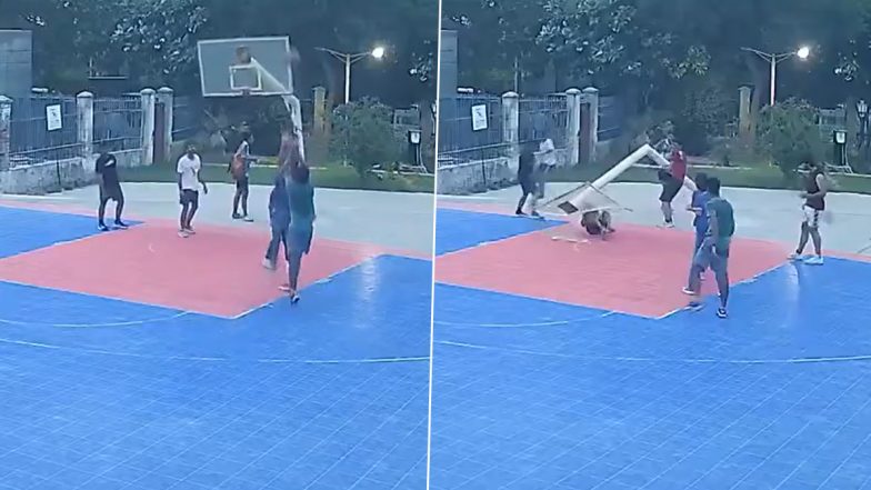 Gurugram: Man Suffers Spinal Fractures After Basketball Pole Collapses on Him, Video Surfaces
