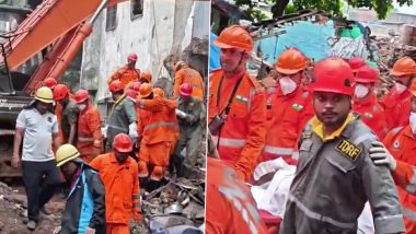 Bhiwandi Building Collapse: 3 Dead, Several Feared Trapped After 4-Storey Building Partially Collapses in Maharashtra (Videos)