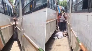 Hardoi: Woman Crushed Between 2 Buses at Bus Stand in Uttar Pradesh, Dies (Video)