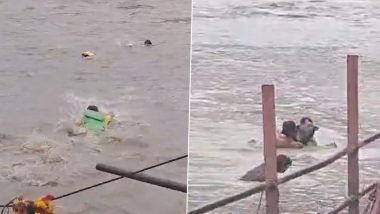 Uttarakhand Police SDRF Jawan Rescues Noida Devotee From Drowning in Ganga at Haridwar, Video Surfaces