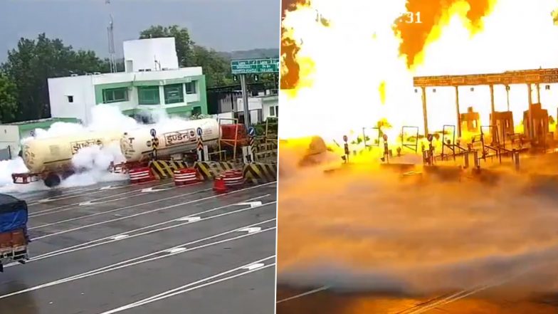 Kaushambi LPG Tanker Blast: Video Shows Terrifying Scenes After Explosion at Kokhraj Bypass Toll Plaza