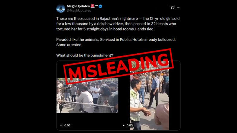 Fact Check: Viral 'Public Beating' Video of Rape Accused Is From Kheda and Not Sri Ganganagar in Rajasthan