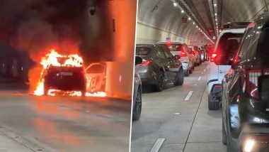 Mumbai: Car Catches Fire Inside Coastal Road Tunnel, Stretch Temporarily Closed (Videos)