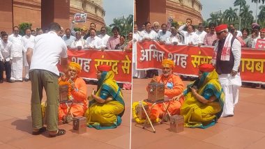 Pappu Yadav Dresses As Priest as Opposition MPs Stage Street Theatre Protest Over Ram Mandir Donation Row at Parliament (Video)