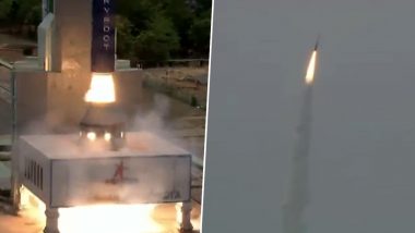 Vikram-1: Skyroot Launches India&rsquo;s 1st Private Orbital Rocket From Satish Dhawan Space Centre in Sriharikota (Video)