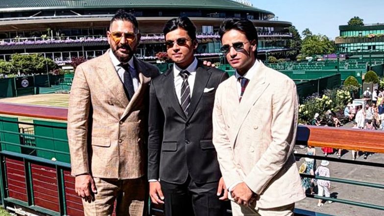 Wimbledon 2026: Yuvraj Singh, Abhishek Sharma and Vaibhav Sooryavanshi Spotted at Centre Court (See Pic)
