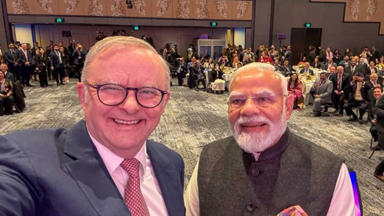 PM Narendra Modi-Anthony Albanese Selfie Goes Viral After India-Australia Leaders' Summit in Melbourne (Watch)