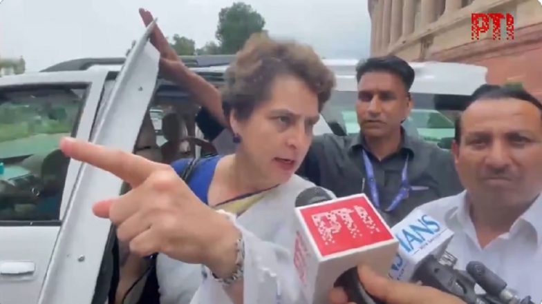 'Ask Amit Shah, Not Us': Priyanka Gandhi Slams Media for Questioning Opposition Over Student Crackdown (Video)