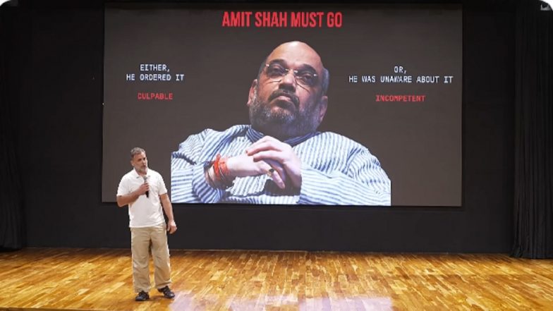 'Amit Shah Must Go': Rahul Gandhi Demands Resignation Over Police Action on Student Protesters (Video)