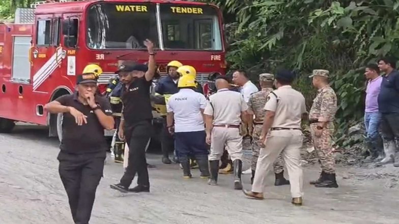 Sikkim Tunnel Collapse: 7 Workers Dead, 27 Trapped After Landslide Blocks Exit (Videos)