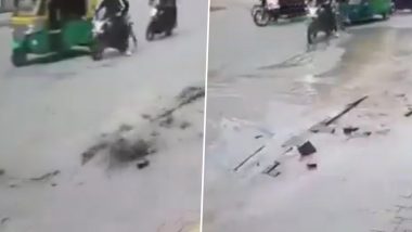 Indore Smart City Road Cracks Open Near Gorakund Square During Pipeline Testing, INR 40 Crore Road Damaged (Video)
