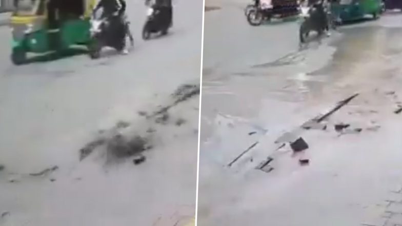 Indore Smart City Road Cracks Open Near Gorakund Square During Pipeline Testing, INR 40 Crore Road Damaged (Video)