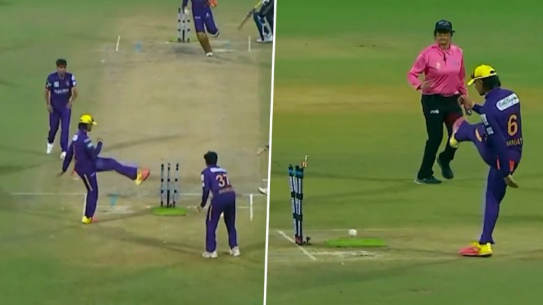 Frustrated Himmat Singh Kicks Ball in Anger, Triggers Accidental Run-Out To Force Super Over in DPL 2026 (Watch Video)