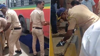 Mumbai BEST Bus Accident: Woman Killed After Bus Runs Over Her at Mulund Check Naka (Video)