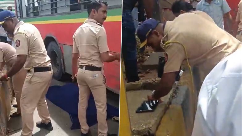 Mumbai BEST Bus Accident: Woman Killed After Bus Runs Over Her at Mulund Check Naka (Video)