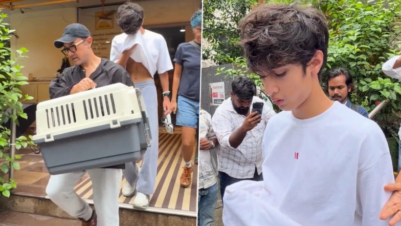 Aamir Khan&rsquo;s Son Azad Rao Khan Cries As Actor Carries Pet After Their Return From Pet Clinic (Video)