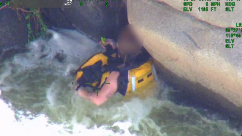 California: Woman Pulled to Safety From Kern River After Being Swept Away by Strong Current, Dramatic Rescue Video Surfaces