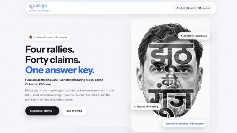 &lsquo;Jhooth Ki Goonj&rsquo; Website Targets Rahul Gandhi&rsquo;s Claims: What Is the New Platform and What Does It Say?