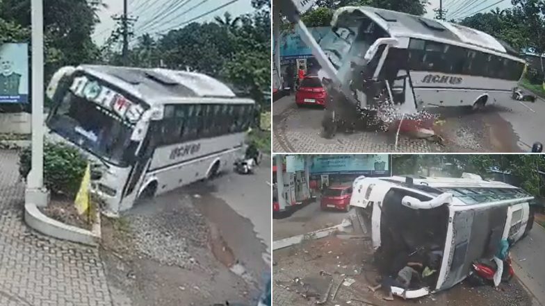 Kerala Accident Video: 35 Injured, 4 Critical As Bus Attempting To Save Biker Overturns