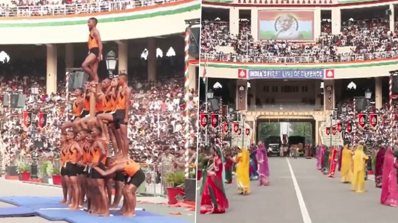 Independence Day 2026: Beating Retreat Ceremony Held at Attari-Wagah Border With Enthusiasm (Videos)