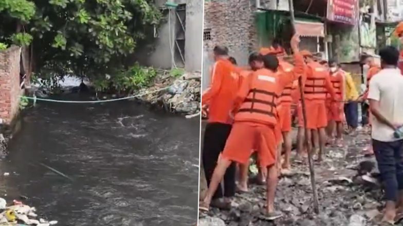 Delhi: Class 8 Student Swept Into Open Drain While Chasing Stray Kite in Jasola, Massive Search Operation (Video)