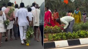 social-viral-Vizag Airport Inauguration Turns Chaotic As Crowd Steals Plants, Jumps Into Fountain; Videos Go Viral