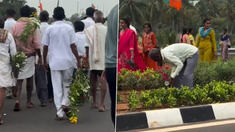 Vizag Airport Inauguration Turns Chaotic As Crowd Steals Plants, Jumps Into Fountain; Videos Go Viral