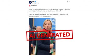 Did Giorgia Meloni Wear a Palestinian Flag and Slam Benjamin Netanyahu? Video Turns Out To Be AI-Generated