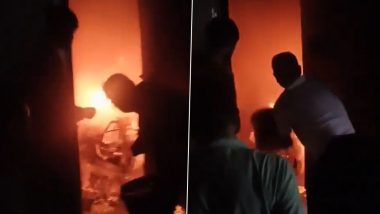 UP E-Scooter Fire Video: Electric Scooter Explodes Inside House in Rath, Property Worth INR 2 Lakh Damaged