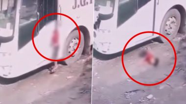 Gujarat: Boy Playing Near Garage Dies After Hydraulic Door of Stationary Luxury Bus Traps His Neck (Videos)