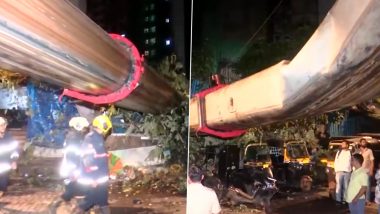 Kurla Crane Collapse: Over 10 Injured as Heavy Machinery Crashes onto Homes and Railway Line (Video)