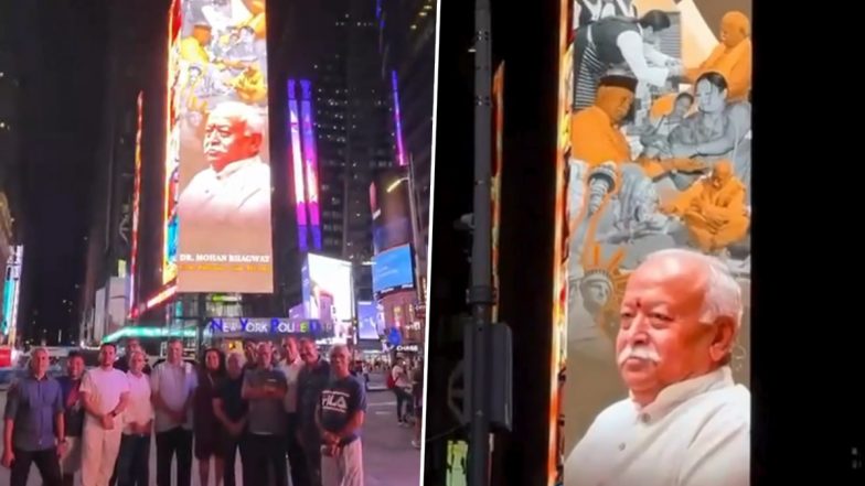 Mohan Bhagwat Featured on Times Square Billboard Ahead of New York Event (Video)