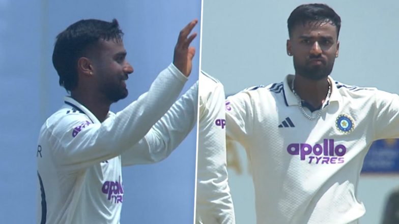 Watch: Manav Suthar Takes Three Wickets in One Over To Help India Win 1st Test vs Sri Lanka