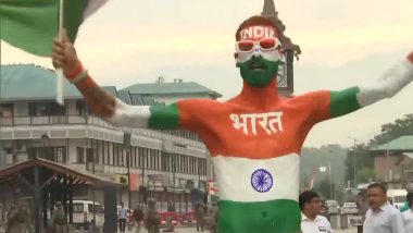 Independence Day 2026: Ahmedabad Tourist Paints Body in Tricolour, Celebrates 80th I-Day at Srinagar's Lal Chowk (Video)