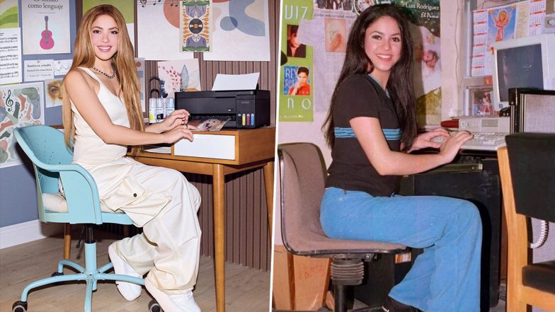 Shakira Recreates Iconic Computer Desk 1990s Meme Nearly 3 Decades Later; Internet Feels Singer Hasn&rsquo;t Aged a Day (See Pic)