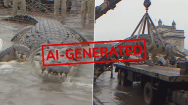 Was a &lsquo;Croczilla&rsquo; Captured Near Mumbai&rsquo;s Gateway of India in 1994? Viral Video Is AI Generated