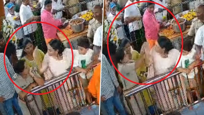 Karnataka BJP MLA Suresh Gowda's Daughter Aishwarya Slaps Woman Cop Over Temple Darshan; Video Goes Viral