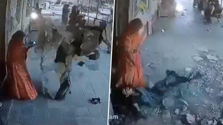Viral Video: Hospital Roof Plaster Collapses on Woman at Rajasthan Government Hospital, CCTV Captures Terrifying Moment
