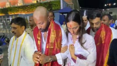 Hardik Pandya Bald Look: Indian Cricketer Visits Tirumala With Girlfriend, Performs Tonsure Ritual