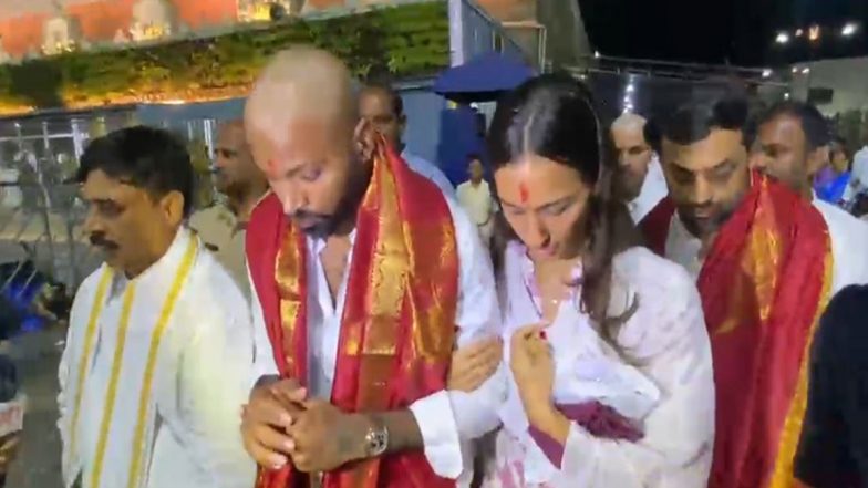 Hardik Pandya Bald Look: Indian Cricketer Visits Tirumala With Girlfriend, Performs Tonsure Ritual