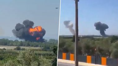 Turkey F-16 Fighter Jet Crashes During Training Flight in Yalova, Pilot Ejects Safely (Video)