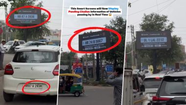 Gurugram&rsquo;s New AI Traffic Screen Shows Pending Challans, Expired PUC at Sohna Chowk (Video)