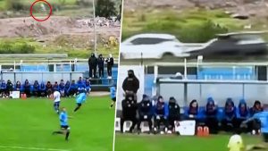 Football Clearance Triggers Highway Car Crash Live on Air During Uruguayan 2nd Division Match, Video Goes Viral