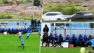 Football Clearance Triggers Highway Car Crash Live on Air During Uruguayan 2nd Division Match, Video Goes Viral