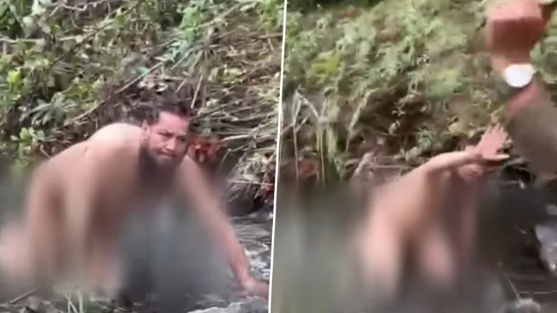 Tincha Waterfall Viral Video: Youths Thrashed for Making Obscene Gestures and Swimming Naked Near Indore