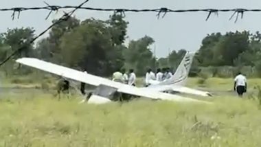 Baramati Plane Crash Video: Trainee Aircraft Crashes While Taxiing at Airport