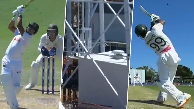 Najmul Hossain Shanto Smashes Massive 99-Metre Six Off Nathan Lyon in AUS vs BAN 1st Test 2026 (Watch Video)
