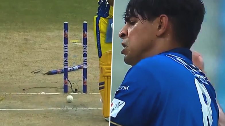 Kartik Tyagi Breaks Stump With Pitch-Perfect Yorker in Uttar Pradesh T20 League 2026 (Watch Video)
