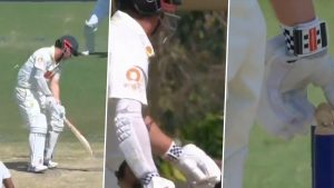 sports-Rare in Cricket! Travis Head Puts Back Bail on Stumps After Getting Bowled in AUS vs BAN 1st Test 2026 (Watch Video)