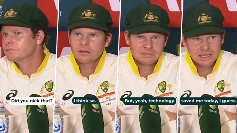 Steve Smith Reacts to Lucky DRS Escape in AUS vs BAN 1st Test 2026, Says 'Technology Saved Me..' (Watch Video)